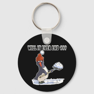 Snowbound Penguin Shoveling Keychain
