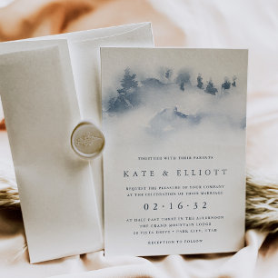 Snowbound   Snowy Mountain Winter Wedding Invitation