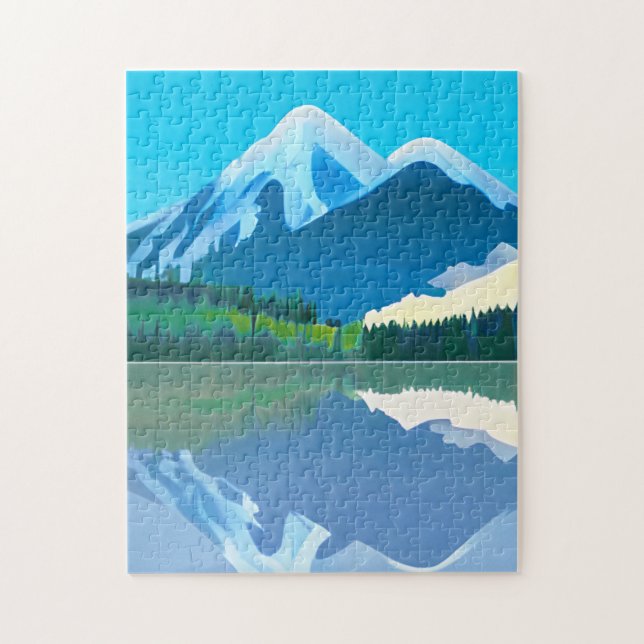 Snowcapped Mountains Reflected in a Lake Jigsaw Puzzle (Vertical)