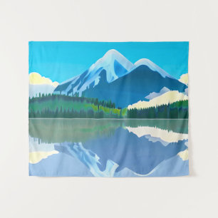 Snowcapped Mountains Reflected in a Lake Tapestry