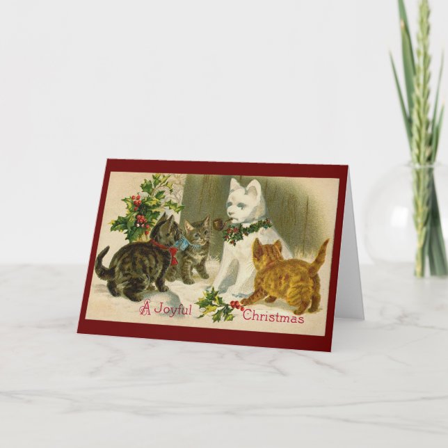 SNOWCAT chat neige VINTAGE CHRISTMAS carte (Devant)