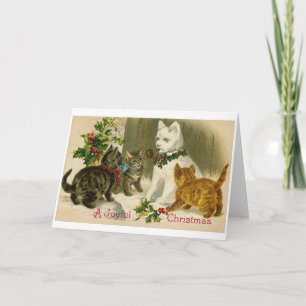 SNOWCAT chat snowman VINTAGE CHRISTMAS carte