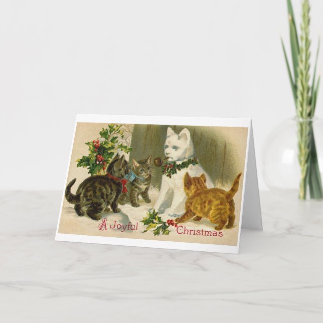 SNOWCAT chat snowman VINTAGE CHRISTMAS carte (Devant)