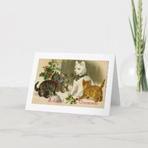 SNOWCAT VINTAGE CHRISTMAS HOLIDAY CARD