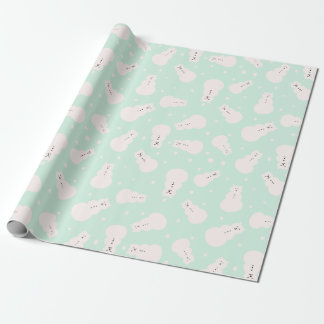 SnowCat Wrap Mint Wrapping Paper