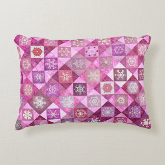 Snowcatcher Heartflakes Patchwork Accent Pillow