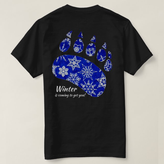 Snowcatcher Snowflakes Hiver Ours noir T-shirt noi (Design dos)