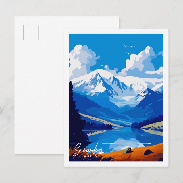 Snowdon Wales vintage travel illustration Postcard (Front/Back)