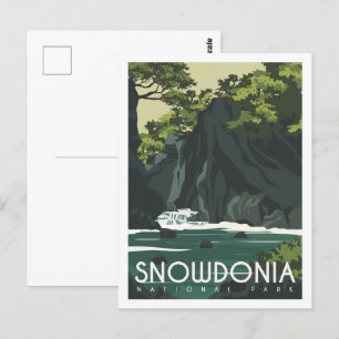 Snowdonia England Famous Travel Place Illustration Postcard