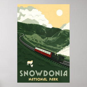 Snowdonia National Park Travel Poster Green