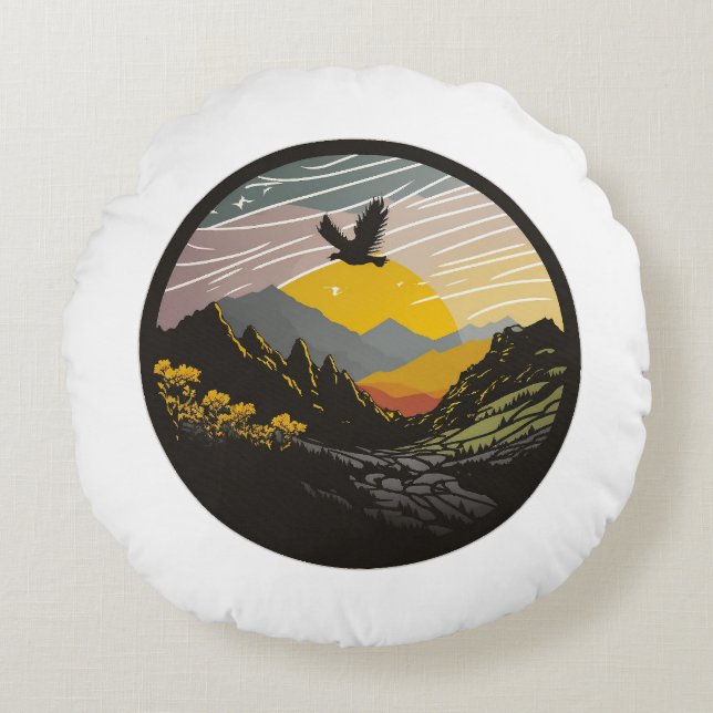 Snowdonia Round Pillow (Front)