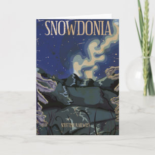 Snowdonia Vintage Railway Travel Poster Holiday Card