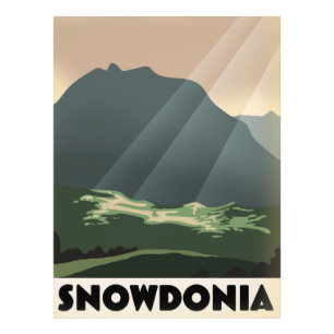 Snowdonia Vintage style vacation poster. Canvas Pr Photo Print