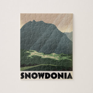Snowdonia Vintage style vacation poster. Jigsaw Puzzle