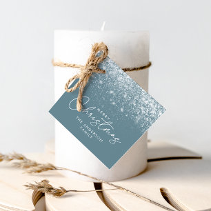 Snowdrift Blue Frost Merry Christmas Favour Tags
