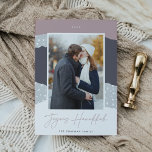 Snowdrift | Colorblock Vertical Photo Hanukkah Holiday Card<br><div class="desc">A modern and elegant holiday card in soft colours featuring your favourite vertical or portrait oriented photo on a colorblock snowdrift background in rosy mauve,  grey,  and white. "Joyous Hanukkah" appears beneath in beautiful handwritten script,  with your family name beneath.</div>