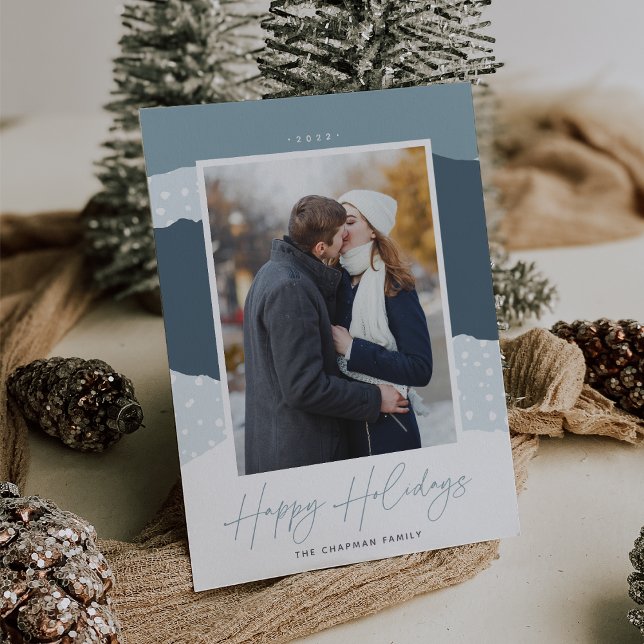 Snowdrift | Colorblock Vertical Photo  Holiday Card (Creator Uploaded)