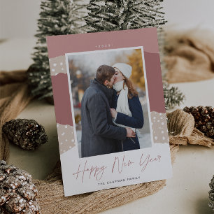 Snowdrift Colorblock Vertical Photo New Year Holiday Card