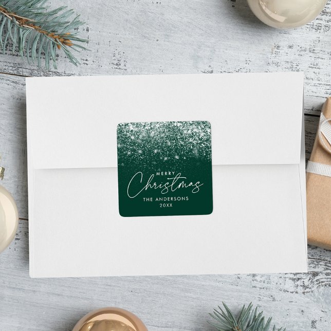 Snowdrift Green Merry Christmas Square Sticker (Creator Uploaded)