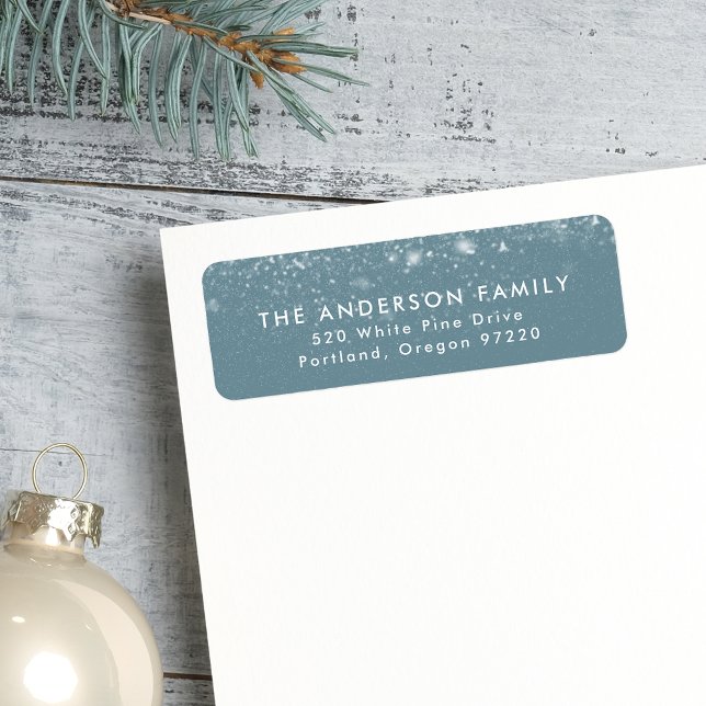 Snowdrift Light Blue Holiday Return Address (Creator Uploaded)