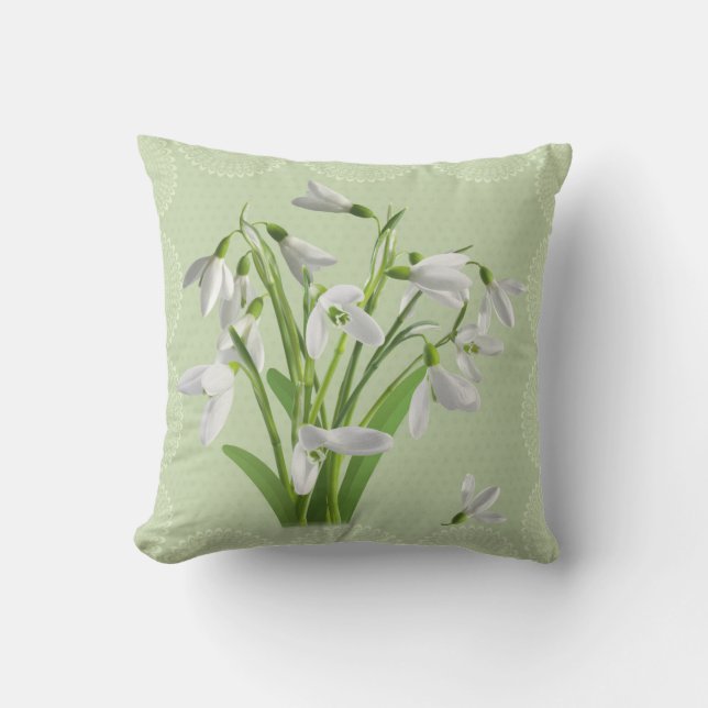 Snowdrop floral pillow (Front)