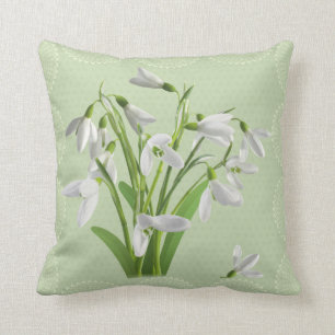 Snowdrop floral pillow
