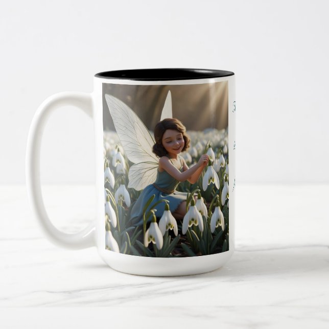 Snowdrop Flower Fairy  Two-Tone Coffee Mug (Left)
