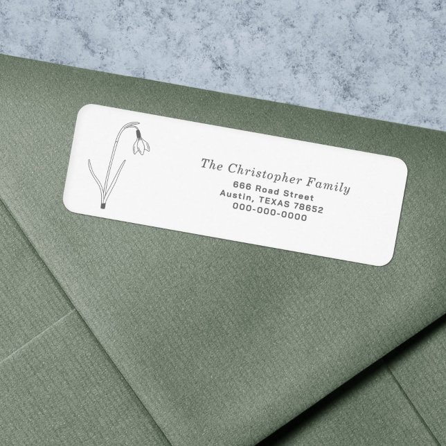 Snowdrop Line Art Flower Return Address Label (Snowdrop Line Art Flower Return Address Label)