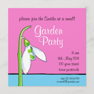 Snowdrop pink blue Garden Party Invitation