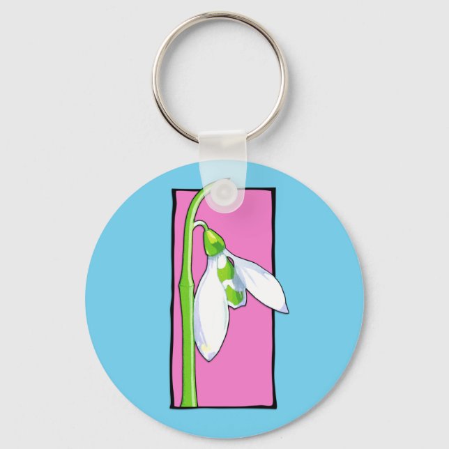 Snowdrop pink blue Keychain (Front)
