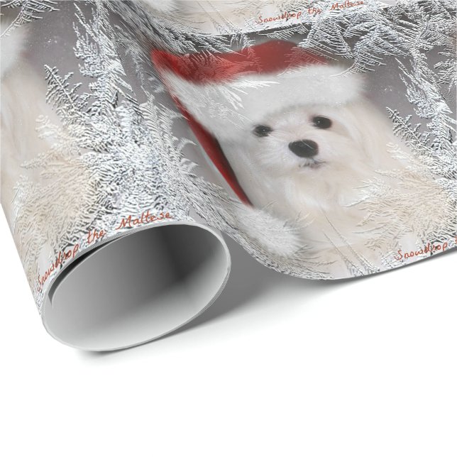 Snowdrop the Maltese Christmas Wrapping Paper (Roll Corner)