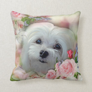 Snowdrop the Maltese Pillow/Cushion Throw Pillow
