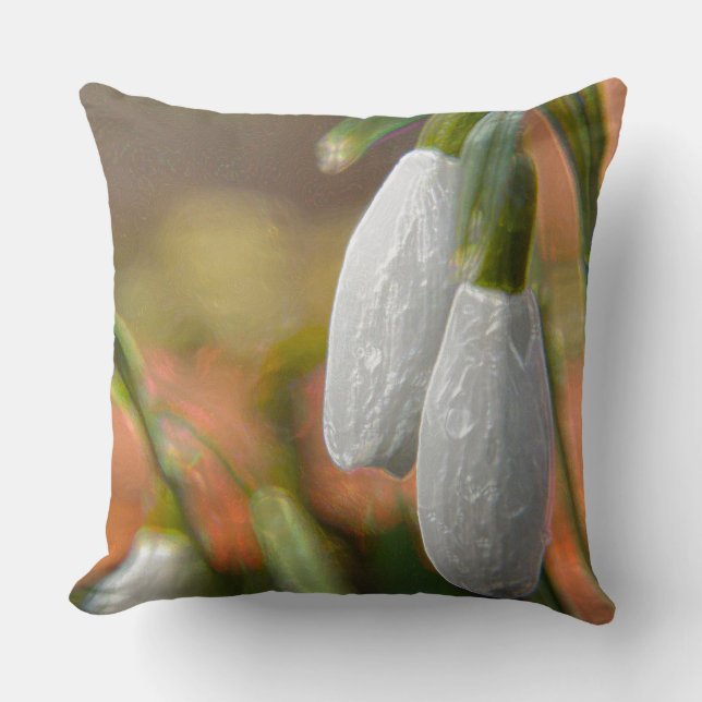 Snowdrop Throw Pillow (Front)