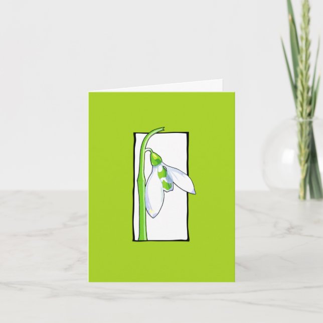 Snowdrop white green Note Card (Front)