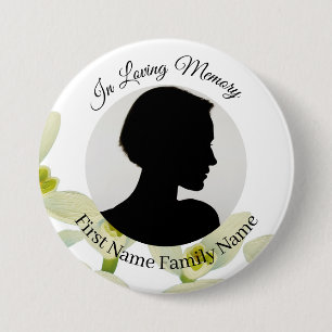 Snowdrop white memorial photo button