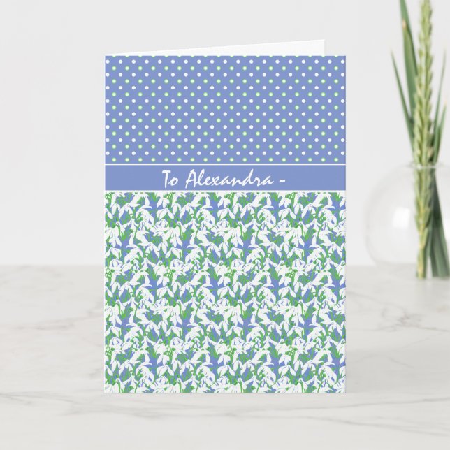 Snowdrops and Polka Dots January Birthday Card (Front)
