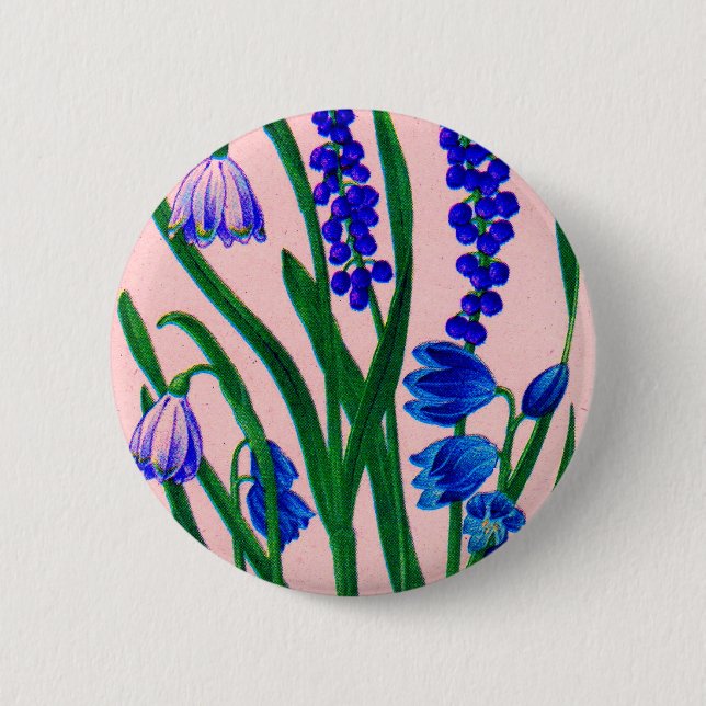 snowdrops and scilla 2 inch round button (Front)