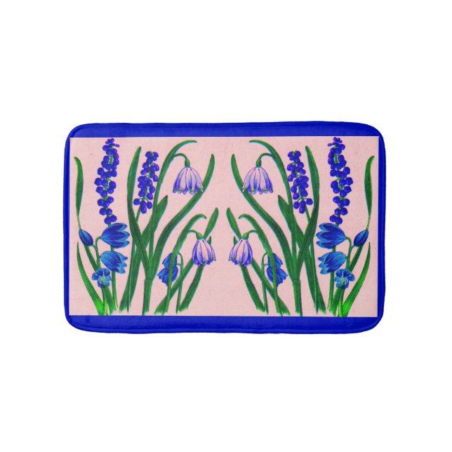 snowdrops and scilla bath mat (Front)
