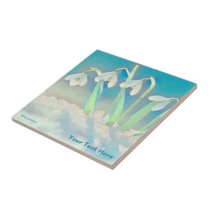 Snowdrops Blue Tile