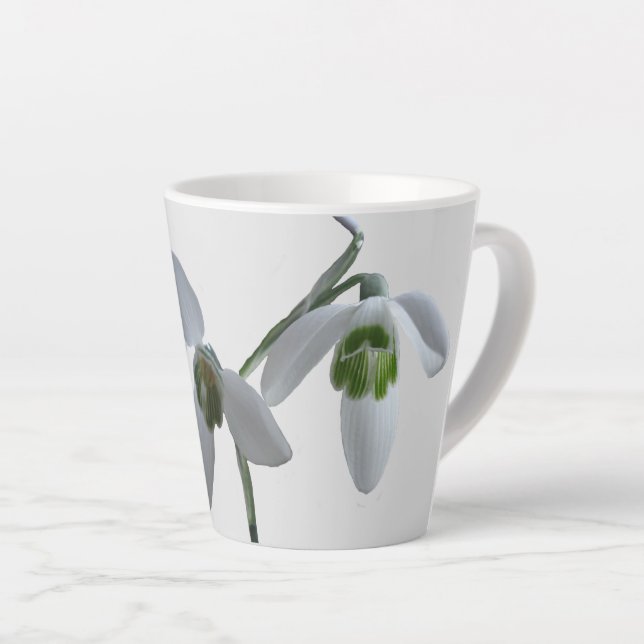 Snowdrops Cust. Light Grey Latte Mug (Right Angle)