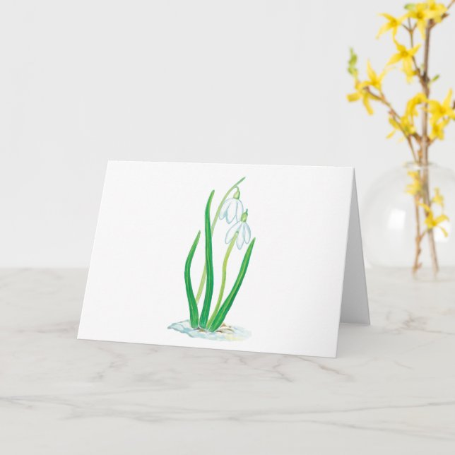 Snowdrops (Galanthus nivalis) Early Spring Flowers Card (Yellow Flower)