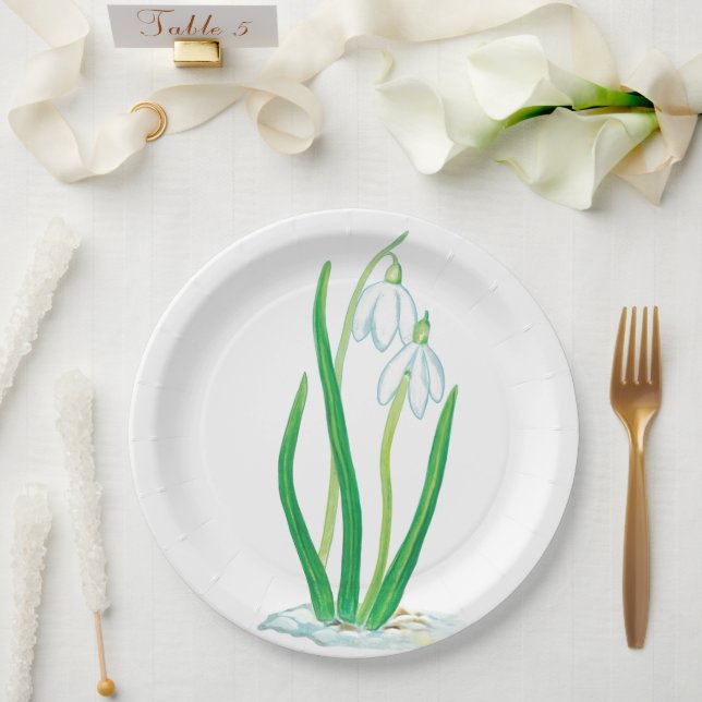 Snowdrops (Galanthus nivalis)  Paper Plate (Wedding)