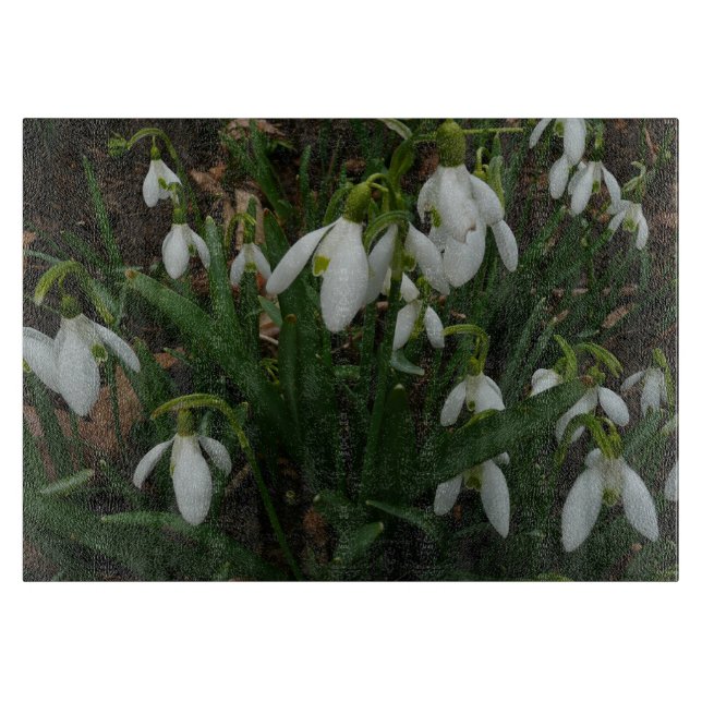 Snowdrops I (Galanthus) White Spring Flowers Cutting Board (Front)