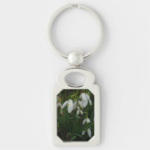 Snowdrops I (Galanthus) White Spring Flowers Keychain