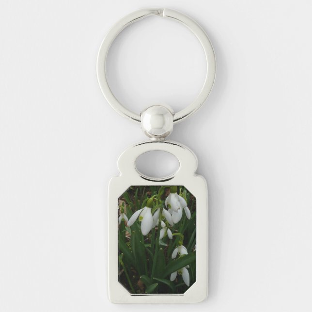 Snowdrops I (Galanthus) White Spring Flowers Keychain (Front)