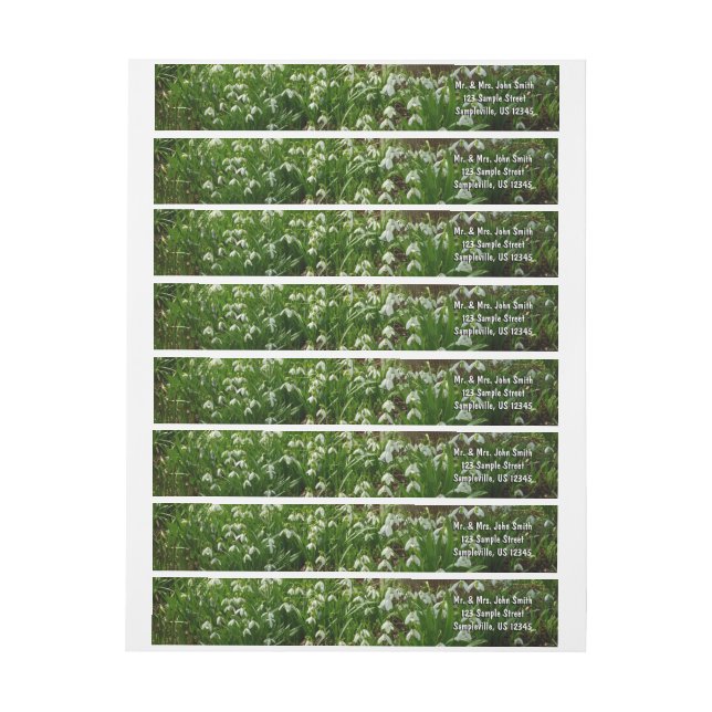 Snowdrops II (Galanthus) Spring Floral Wrap Around Label (Sheet)