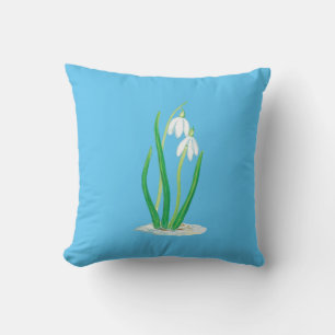 Snowdrops in Snow Throw Pillow