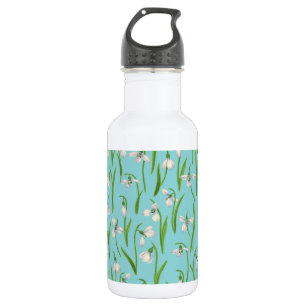 Snowdrops on pool blue 532 ml water bottle
