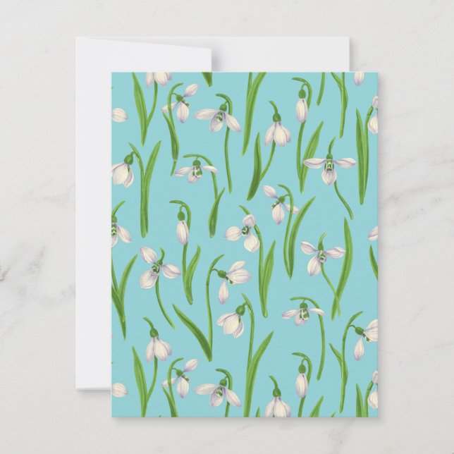 Snowdrops on pool blue invitation (Front)