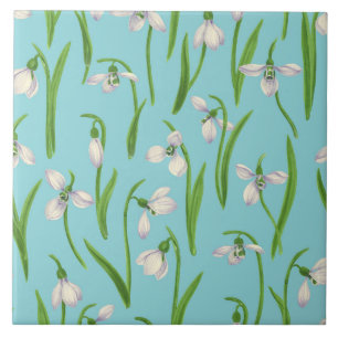 Snowdrops on pool blue tile